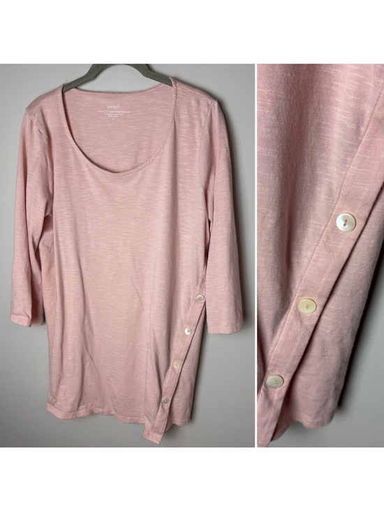 J. Jill Tops - J. Jill Pure Jill Asymmetric Button Tunic Top Size Medium Pink Cotton Blend